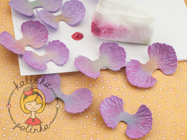 тонировка лепестков. мастер-класс гортензия из фоамирана