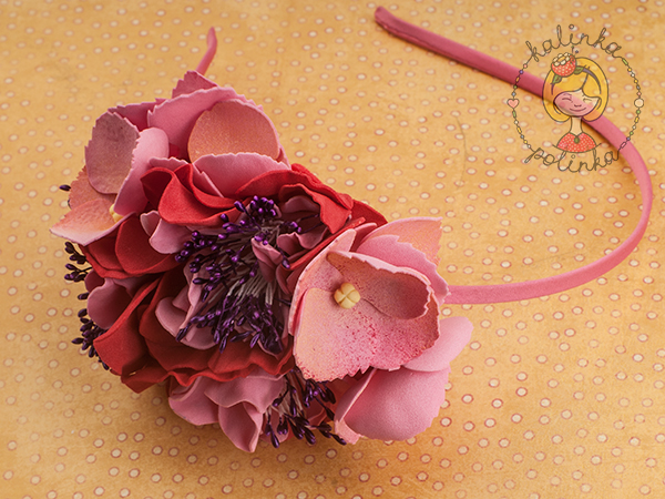 ободок с гортензией из фоамирана