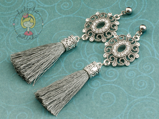 серьги-кисточки со стразами