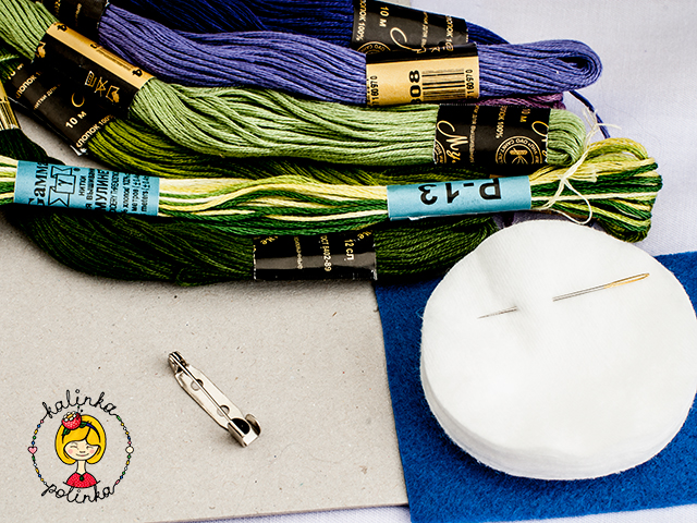 материалы и инструменты для вышивки броши