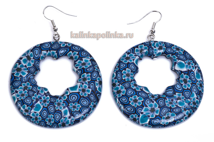 серьги из полимерной глины голубого цвета