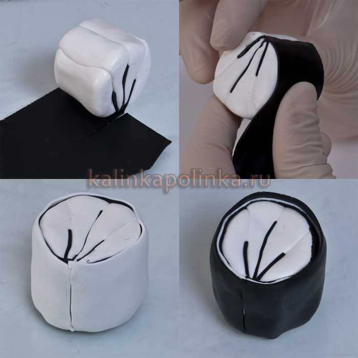 обернуть колбаску из полимерной глины