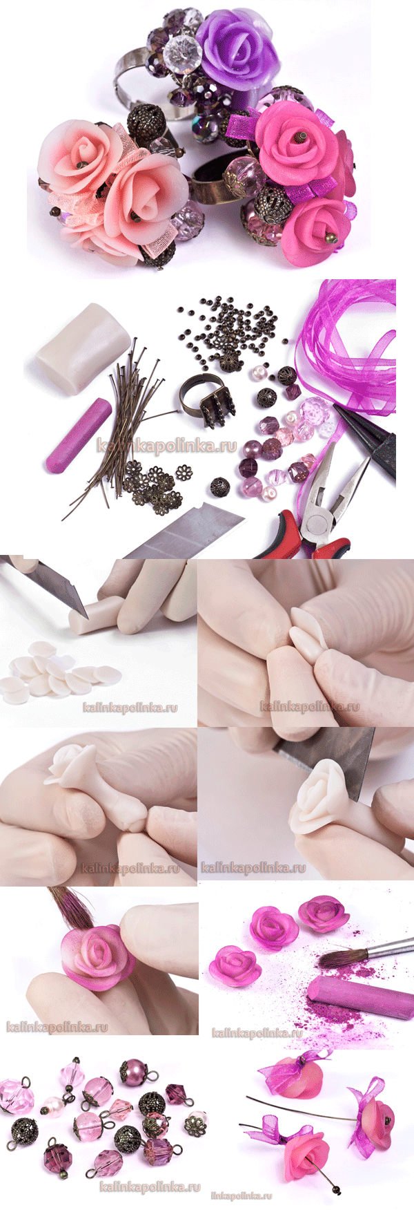 мастер-класс по лепке. кольцо с розами.