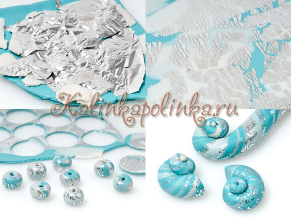 бусины из олимерной глины с поталью