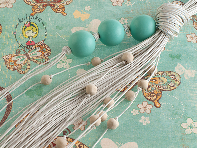 бусины деревянный на вощеном шнуре