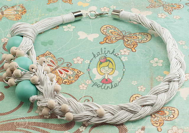 Бусы объемные из вощеного шнура